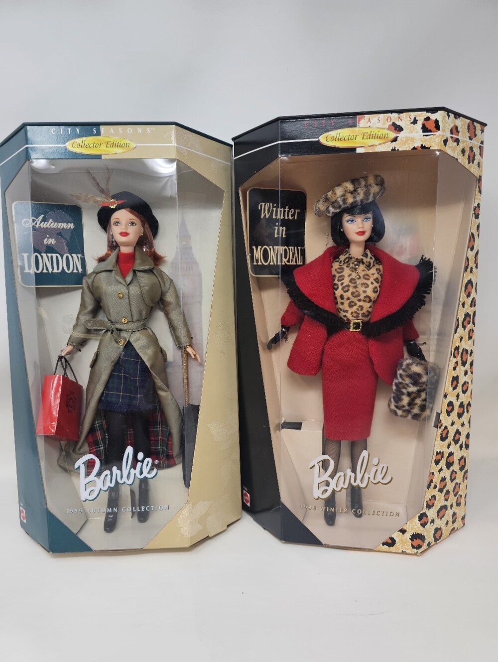 Mattel Barbies Lot of 2 Autumn In London & Winter In Montreal